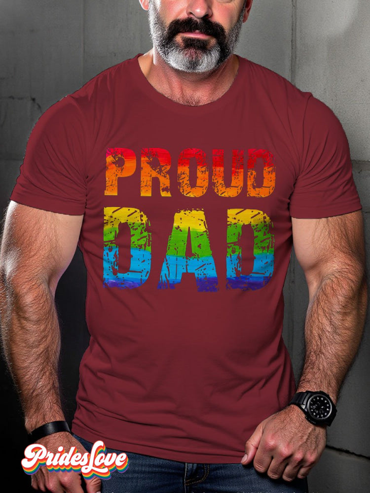 Men's LGBT Rainbow Proud Dad Pride Casual Print T-shirt