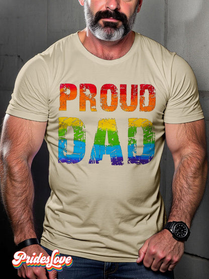 Men's LGBT Rainbow Proud Dad Pride Casual Print T-shirt