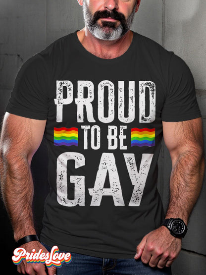 Men's LGBT Rainbow Proud To Be Gay Pride Casual Print T-shirt