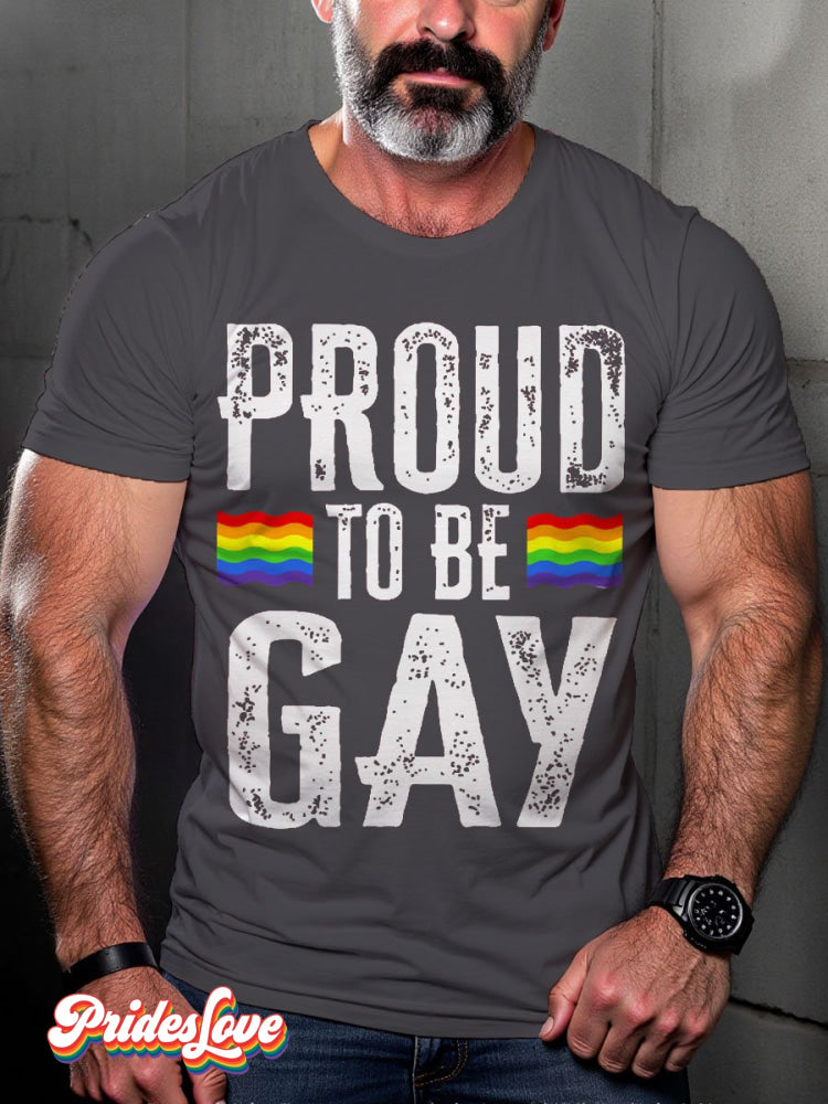 Men's LGBT Rainbow Proud To Be Gay Pride Casual Print T-shirt