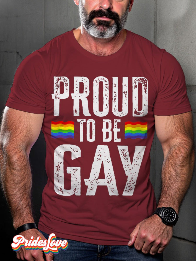 Men's LGBT Rainbow Proud To Be Gay Pride Casual Print T-shirt