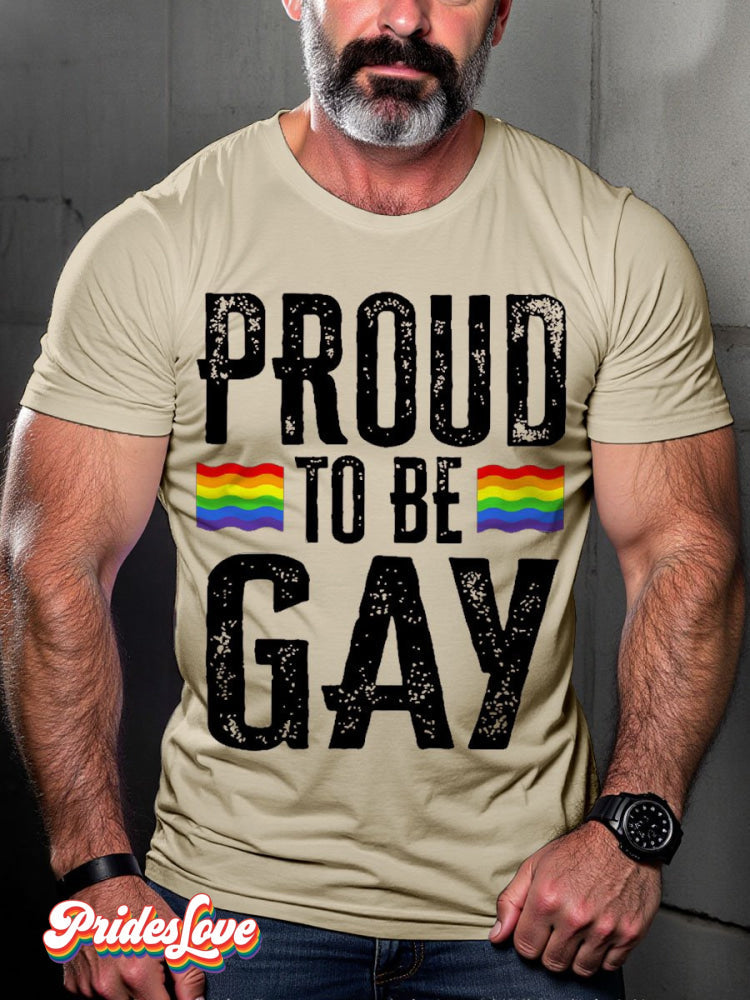 Men's LGBT Rainbow Proud To Be Gay Pride Casual Print T-shirt