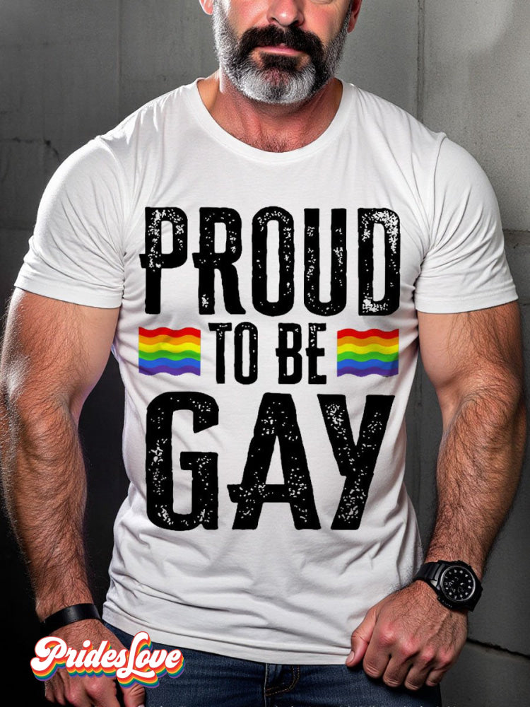 Men's LGBT Rainbow Proud To Be Gay Pride Casual Print T-shirt