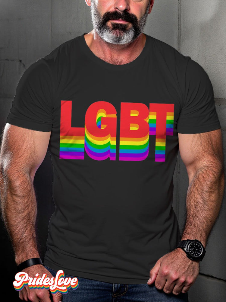 Men's LGBT Rainbow LGBT Sign Pride Casual Print T-shirt