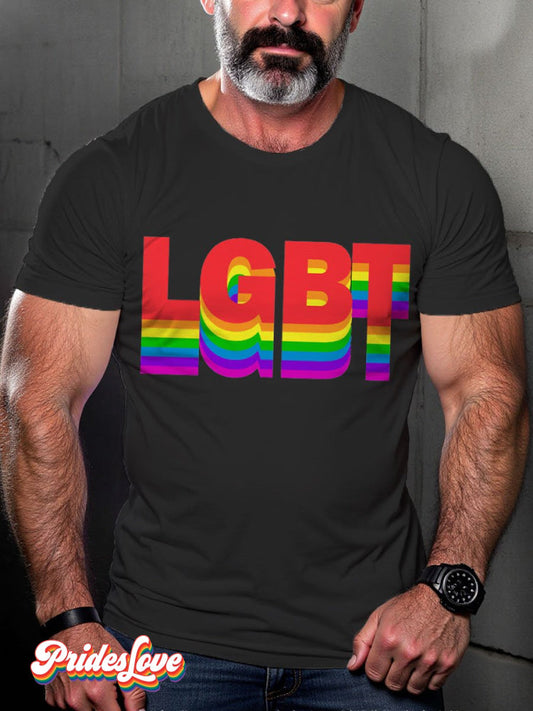 Men's LGBT Rainbow LGBT Sign Pride Casual Print T-shirt