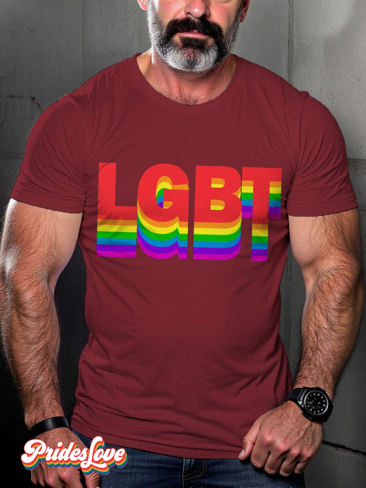 Men's LGBT Rainbow LGBT Sign Pride Casual Print T-shirt