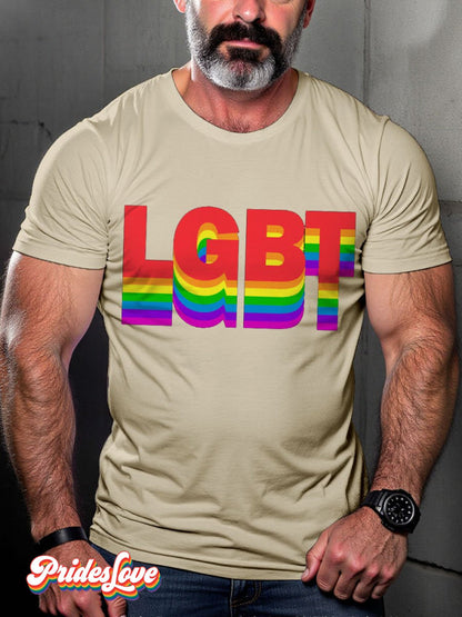 Men's LGBT Rainbow LGBT Sign Pride Casual Print T-shirt