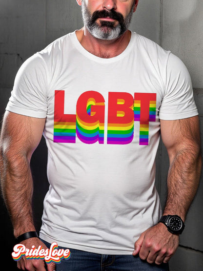 Men's LGBT Rainbow LGBT Sign Pride Casual Print T-shirt