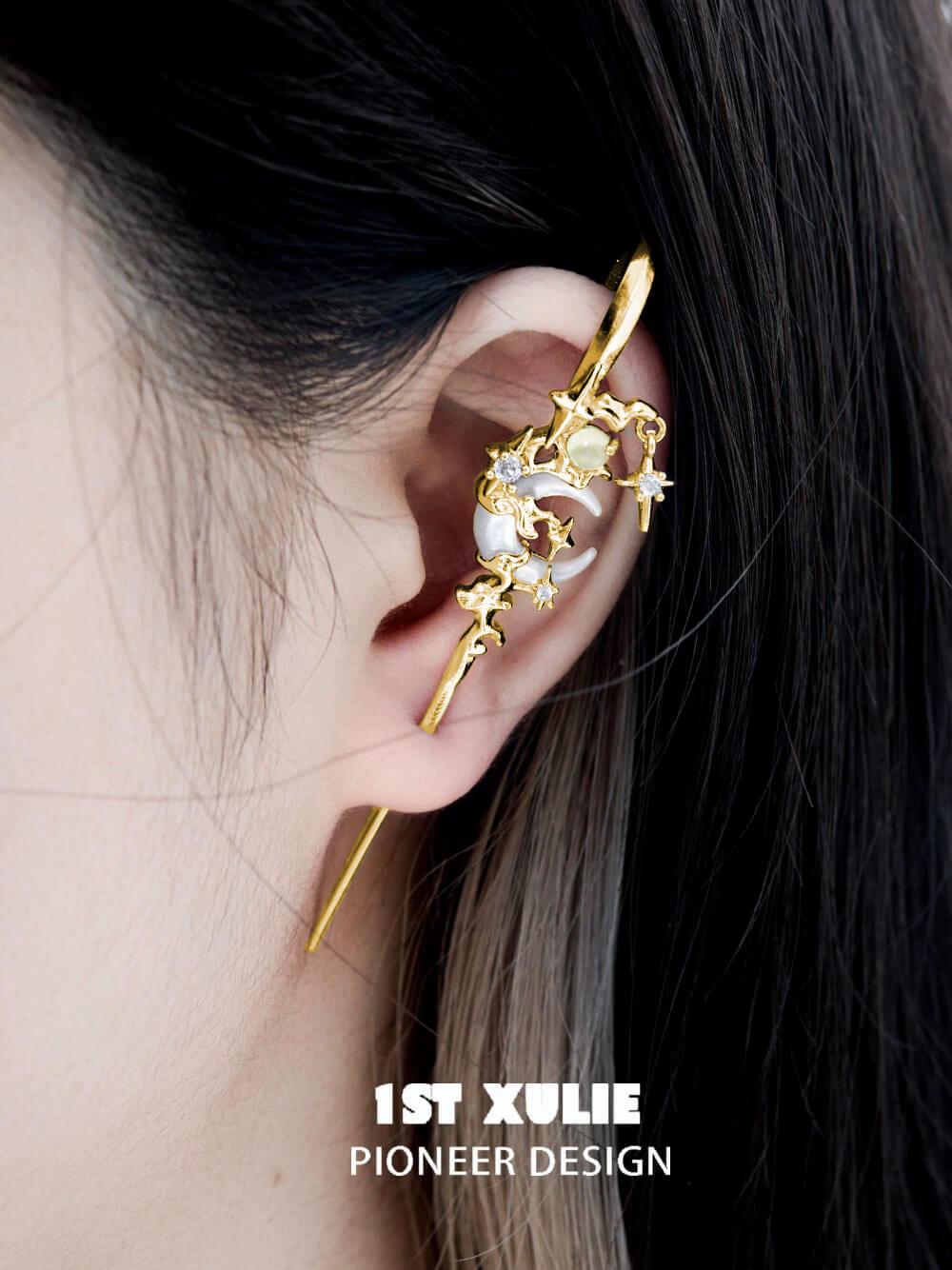 MYTH OF THE MOON S925/24K Gold Ear Hook Needle Piercing Earring - 1ST XULIE