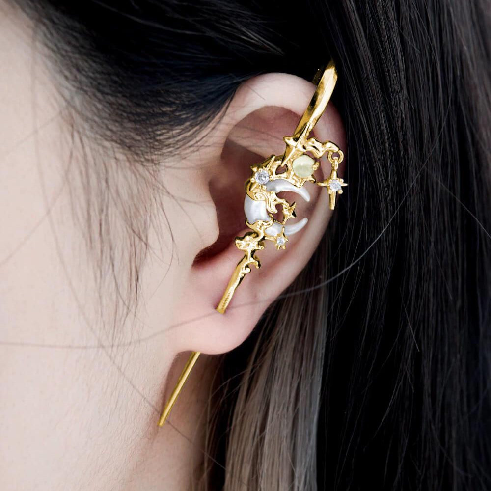 MYTH OF THE MOON S925/24K Gold Ear Hook Needle Piercing Earring - 1ST XULIE