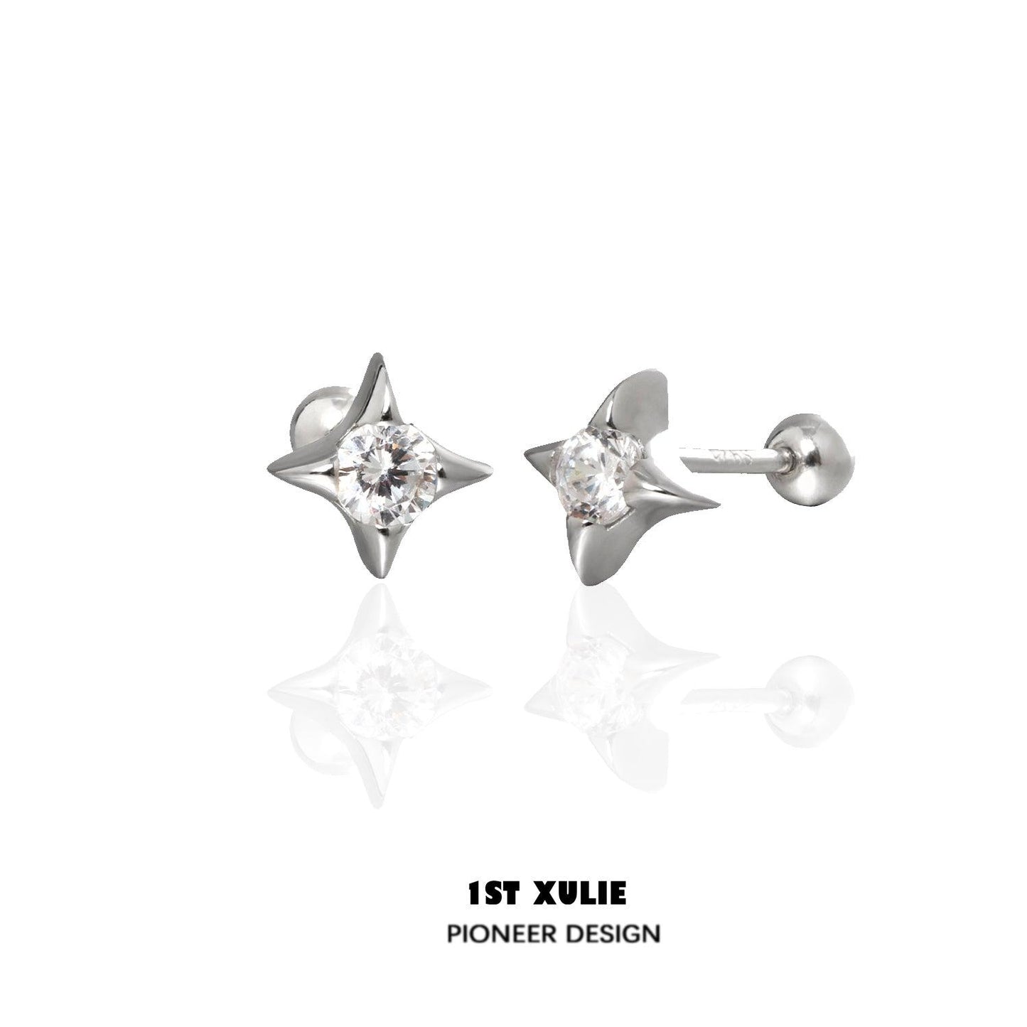 Star Trails Star 4-Pointed Sterling Silver Earrings - 1ST XULIE