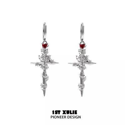 Taboo Rose 18k Platinum Plated Sword Stud Earrings - 1ST XULIE