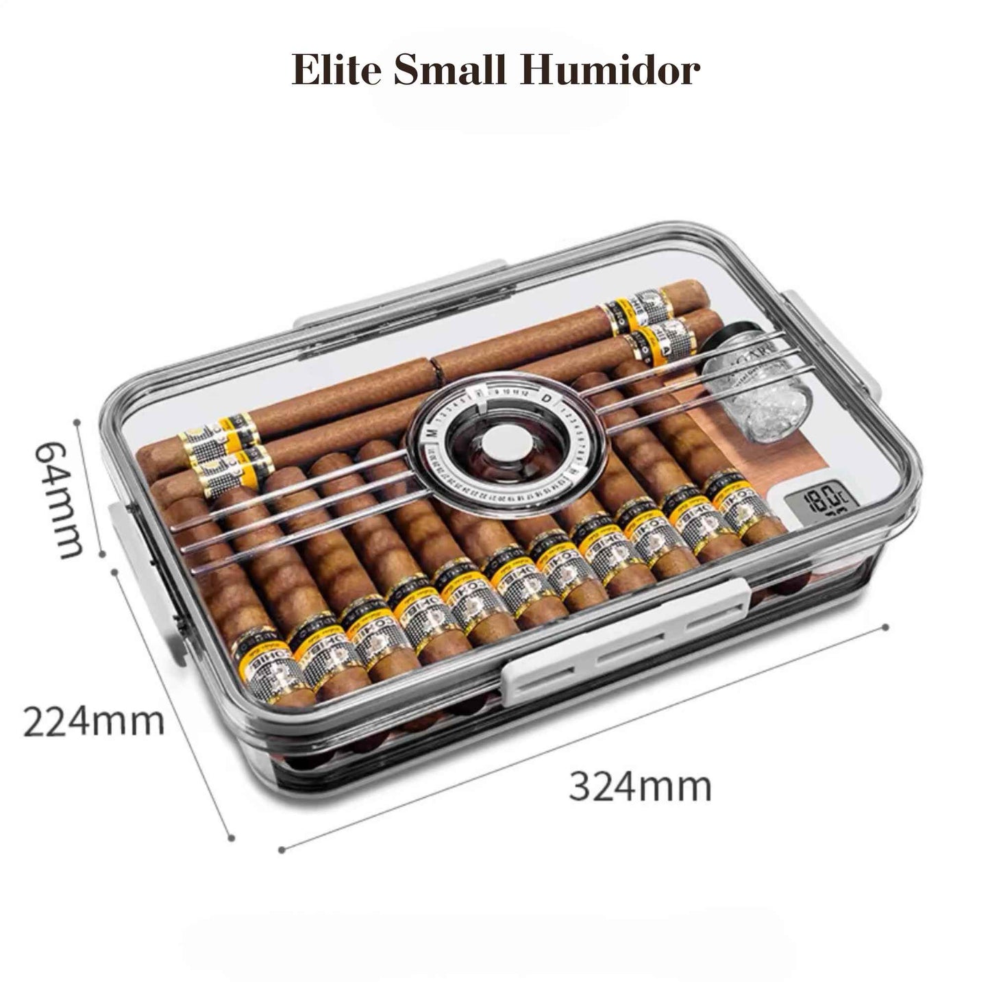 Large Capacity Translucent Cigar Humidor - Spanish Cedar Wood Interior - Built-in Hygrometer