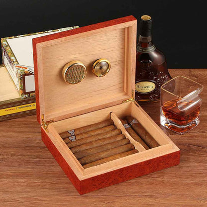 The Connoisseur's Choice: Luxurious Cigar Storage Box with Built-In Precision Hygrometer - Fits 20-30 Cigars