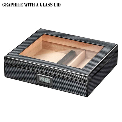 The Connoisseur's Choice: Luxurious Cigar Storage Box with Built-In Precision Hygrometer - Fits 20-30 Cigars