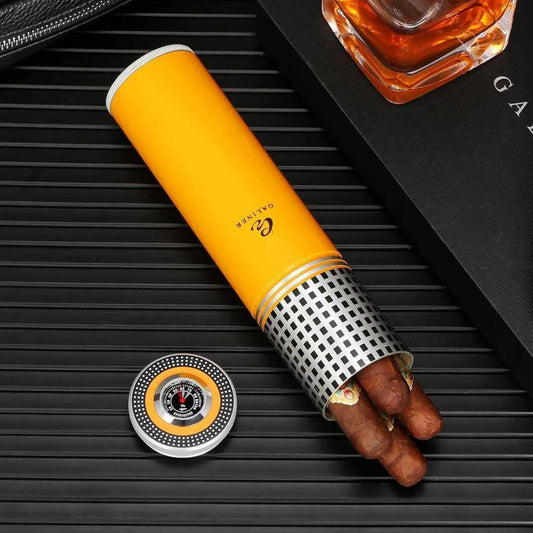 Hygrometer-Enhanced Metal Cigar Case: A Touch of Luxury